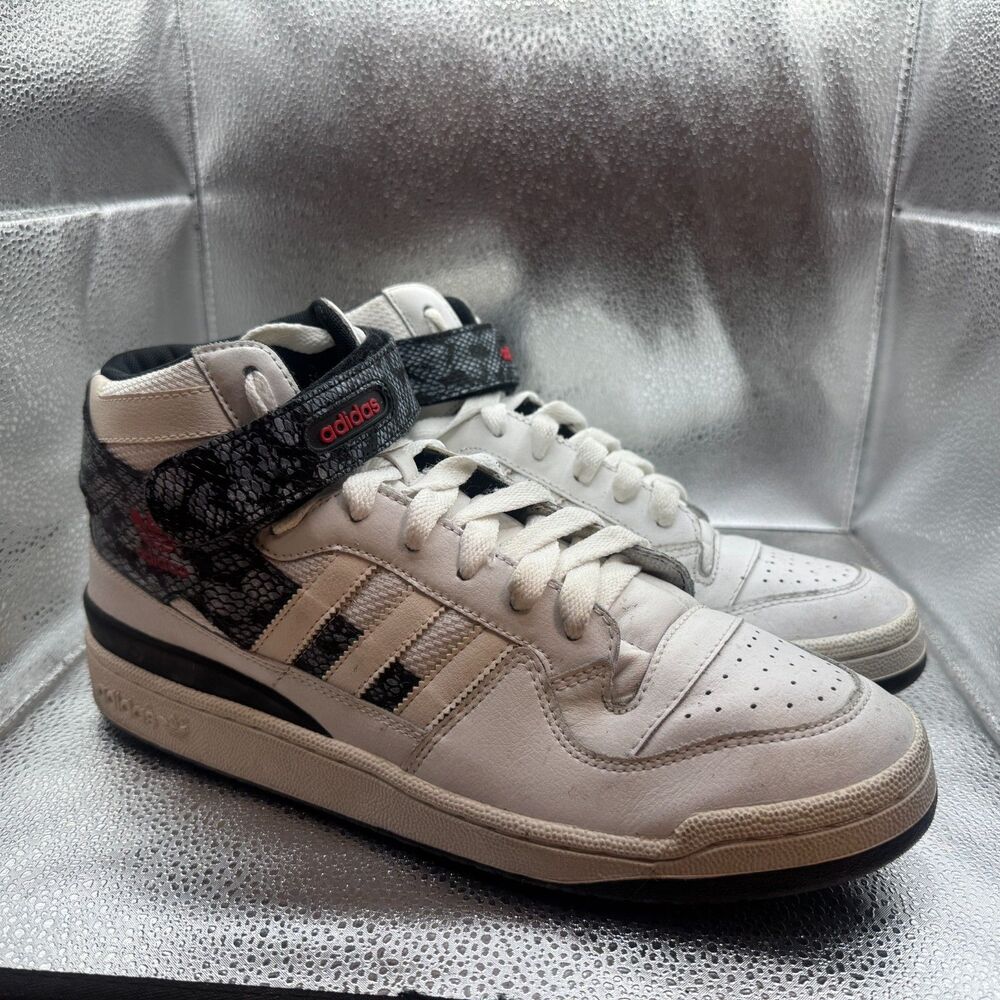 Size 12 Adidas Forum Mid Mens White Black Lace Up Comfort Sneakers G85717